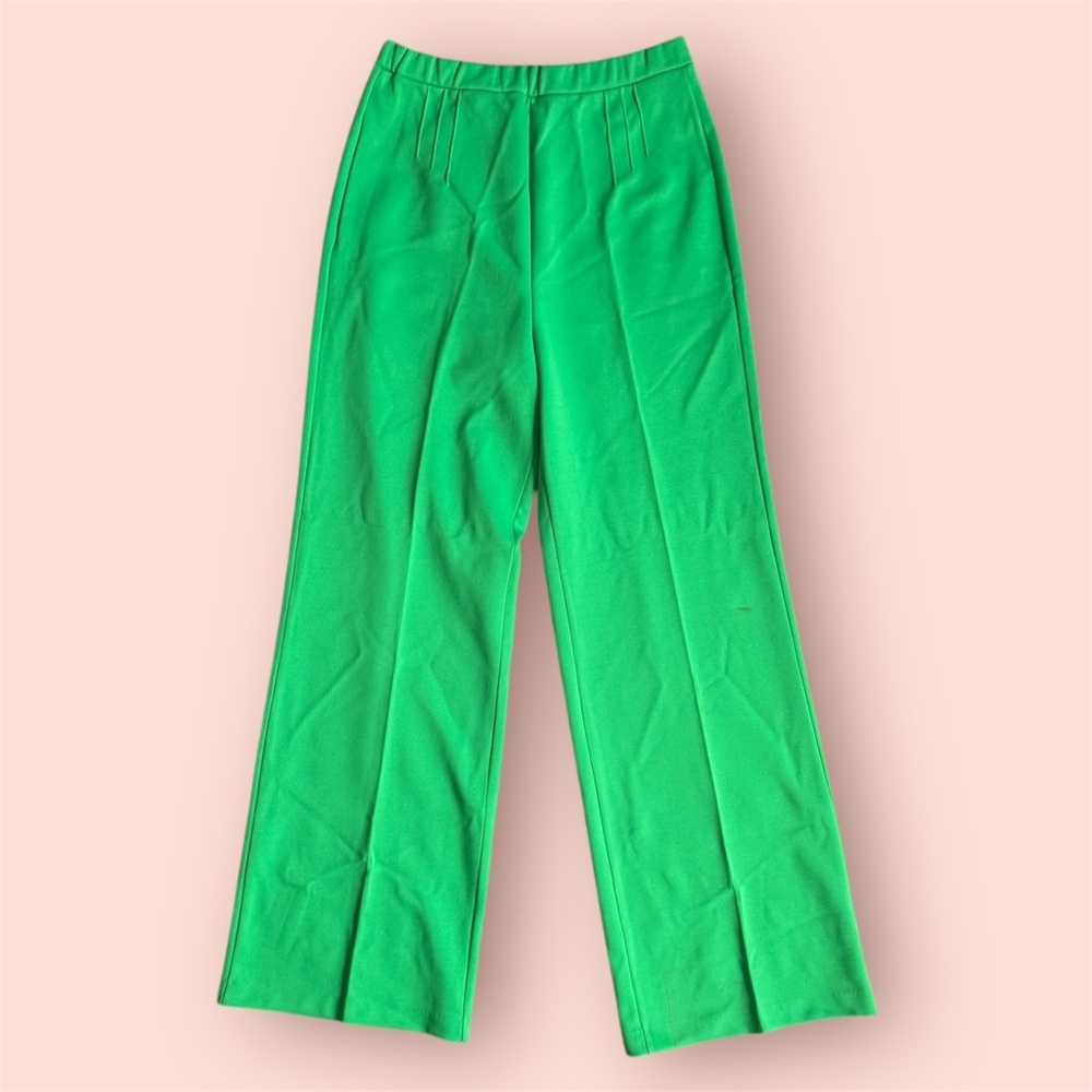 Vintage 1970s Vibrant Green Wide-Leg Pants Mod